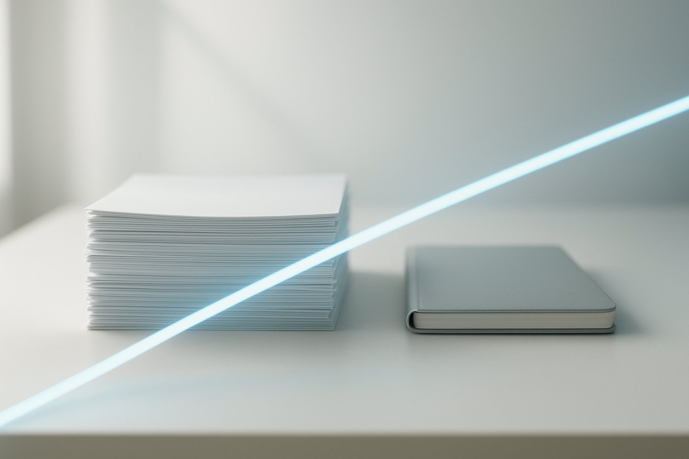 Documents and a notebook on a desk